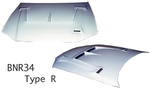 「高勢スタウト/STOUT」スカイライン GT-R(BNR34)用エアロボンネット TypeR(FRP)