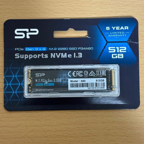 SPシリコンパワー M.2 PCle Gen 3×4 SSD 512GB