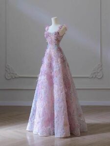 カラードレス ウェディングドレス 二次会 結婚式 Dress COLOR 花嫁 フラワーモチーフ