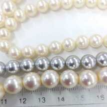 ●サ3668H◎艷やかフェイクパール（フェイク真珠）　丸珠デザイン　ネックレス・ブレスレット　3点　留め具SILVERなど刻印あり◎_画像4