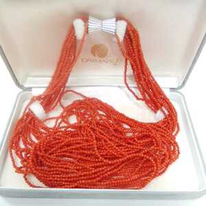 *sa3781H*.. coral red series gorgeous 15 ream long necklace 69 centimeter catch SILVER stamp equipped *