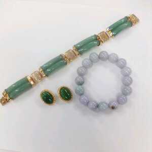 * is 3794H* green color natural stone ..? jade? etc. earrings * bangle * bracele together * postage included *