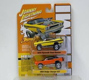 [ Johnny Lightning ]1/64 '70 plymouth Roadrunner + '69 Dodge Challenger R/T Gin ga-z2 шт. комплект. литье под давлением производства 