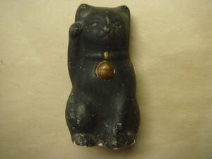 .. night god black maneki-neko height approximately approximately 6,2cm. night god . inspection .. law . temple . this .., legume ., Buddhist image,.. thing, maneki-neko, Kutani 