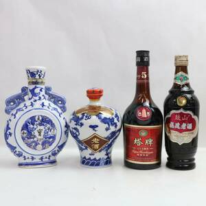 【4本セット】中国酒各種（塔牌 5年花彫酒 15％ 600ml 詰日2000.11 等）陶器（総重量 2164g）O24D230169