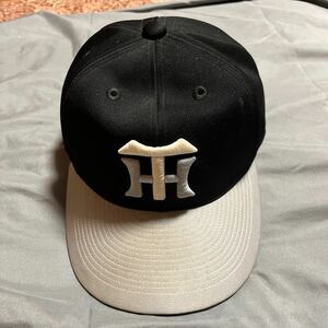  Hanshin Tigers black rice field player actual use cap wistaria river lamp . autographed size not yet chronicle 