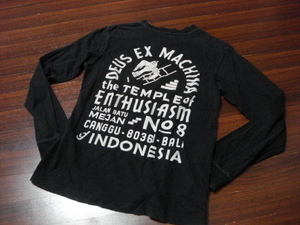DEUS EX MACHINAデカロゴ長袖Tシャツ/メンズ/XS/デウスエクスマキナ/黒/ロングTシャツ/色あせあり