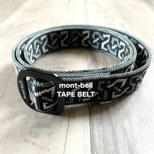 【mont-bell】 モンベル テープベルト 布製 アウトドア キャンプ 総柄 マルチカラー グレー系 ユニセックス