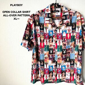 【PLAYBOY】 プレイボーイ オープンカラーシャツ 半袖 夏服 メンズ 匿名配送 総柄 XL~