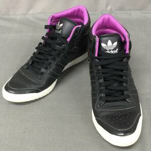 060527 266991 adidas アディダス スニーカー 靴 ブラック×パープル レディースファッション 7 1/2 24.5ｃｍ USED品