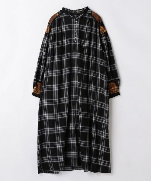 美品◆フラボア クラッチェル チェックワンピース◆ロングワンピース