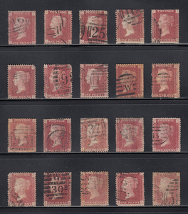 [ England (QV)]1864 year ~pe knee red ( plate ) used . Classic stamp 20 sheets large amount together Rod! rare!!(AMnEJucsXe)