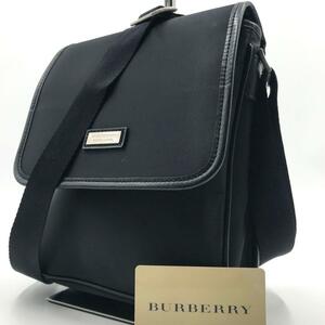  unused class * Burberry Black Label BURBERRY BLACK LABEL men's business shoulder bag body bag leather black diagonal ..