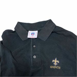 NFL SAINTS 半袖ポロシャツ 鹿子　ポロシャツ スポーツ　M BLACK 