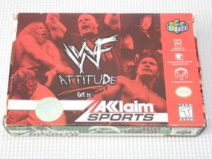 N64★WWF ATTITUDE 海外版 北米版 端子清掃済★箱付・説明書付・ソフト付