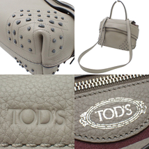 TOD’S(トッズ) MINI WAVE BAG ミニ ウェーブ バッグ ハンド 2way ショルダー レザー グレー シルバー金具 40601105936【アラモード】_画像8