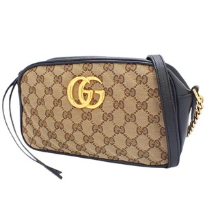 GUCCI(グッチ) GGマーモント キルティング チェーンショルダーバッグ ベージュ ブラック黒 ゴールド金具 447632 40802074416【アラモード】