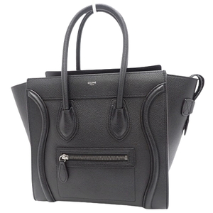 CELINE(セリーヌ) ラゲージ マイクロショッパー ハンドバッグ レザー ブラック黒 シルバー金具 40802074443【中古】【アラモード】