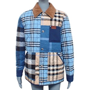  Burberry patchwork jacket outer clothes check pattern M cotton nylon blue blur un40802081233[ a la mode ]