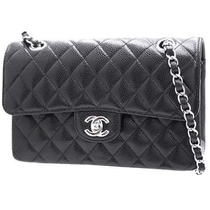 CHANEL(シャネル) マトラッセ ココマーク Wフラップチェーンショルダーバッグ 2WAY キャビアスキン ブラック 40802090794【アラモード】