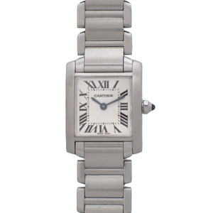  Cartier Tank Francaise SM W51008Q3 SS quarts wristwatch white silver lady's 40802089401[ used ][ a la mode ]