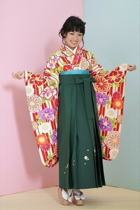  кимоно hakama комплект Junior для 145cm~154cm маленький блок церемония окончания . пожалуйста новый товар ( АО ) дешево рисовое поле магазин NO29687