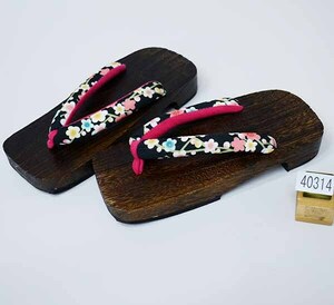  roasting . geta for women extra-large wide width 27cm L size free size conform size 26.0~27.5cm plum. flower black color new goods ( stock ) cheap rice field shop NO40314