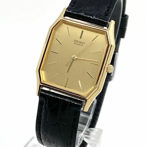 SEIKO 腕時計 オクタゴン バーインデックス 3針 クォーツ quartz ゴールド 金 金文字盤 9021-5260 セイコー Y893