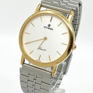 CYMA Louis XV wristwatch round bar index 2 hands quartz quartz Swiss Gold gold Cima Y895