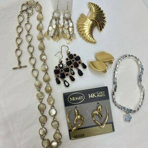 ZT④ [ unused goods contains ]Monet approximately 77g together necklace brooch earrings earrings bracele 14KGP Stone Vintage mone