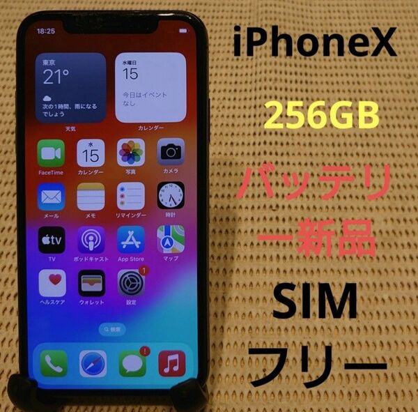72348 SIMフリー完動品iPhoneX本体256GBグレイ判定○