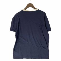 VALENTINO ヴァレンティノ ネイビー ロゴ ラグラン Tシャツ ブラック 3XL トップス コットン メンズ 中古_画像3