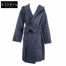 美品/国内正規 Kiton キートン カシミヤ100％ フーディガウン コート 40 ブラック レディース_画像1