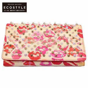 Christian Louboutin 1165078 W MACARON WALLET PAT LIPS/SPIKES マカロン パテント リップ/スパイク 長財布（小銭入れあり）