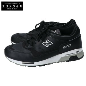 美品 NEW BALANCE ニューバランス M1500BK MADE IN ENGLAND レザー スニーカー シューズ US7 1/2D ブラック