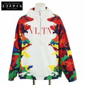 新品/正規 VALENTINO ヴァレンティノ WV3CJF907JP カモフラ ハーフZIP ナイロン フーディジャケット XL ホワイト/マルチカラー メンズ