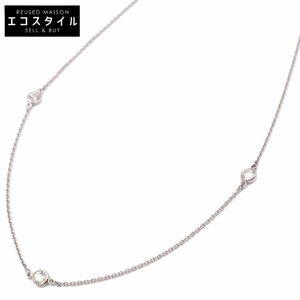 美品/ TIFFANY＆Co. ティファニー PT950 バイザヤード 3Pダイヤモンド ネックレス プラチナ レディース ジュエリー アクセサリー