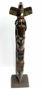 BOMA☆カナダ先住民 工芸品 木彫り トーテムポール ヴィンテージ 木工 置物 オブジェ インテリア