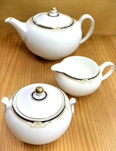 WEDGWOOD/ウェッジウッド☆キャベンディッシュ ティーポット/シュガーポット/クリーマー 3点 ティーセット 英国製 廃盤 美品