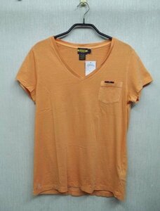  новый товар *RALPH LAUREN RUGBY / Ralph Lauren регби *V шея короткий рукав футболка женский L размер orange с биркой 