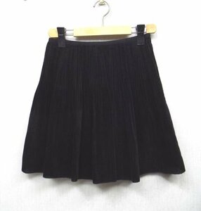 美品★UNTITLED /アンタイトル ◎台形プリーツ　ミニスカート　0サイズ　ブラック