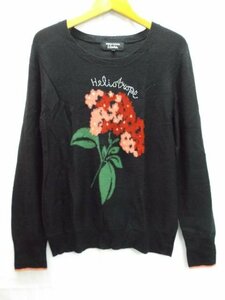 美品★SONIA RYKIEL Collection◎ソニアリキエル コレクション/ラインストーン/花柄/長袖ニット/ブラック/黒/40サイズ