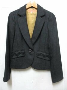  beautiful goods *SunaUna0 Sooner u-na-/1B jacket / dark gray / made in Japan /36 size 