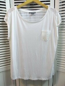 ★ARMANI EXCHANGE◎アルマーニエクスチェンジ/ラインストーン/ポケットTシャツ/切替カットソー/Lサイズ