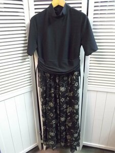 美品★153 Chiyuko j COLLECTION◎153コレクション/切替ワンピース/ブラック/黒