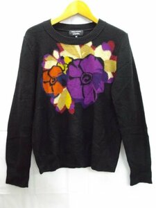 美品★SONIA RYKIEL Collection◎ソニアリキエル コレクション/カシミヤ100％/花柄/長袖ニット/ブラック/黒/38サイズ