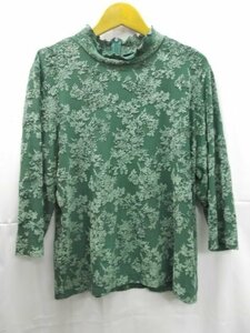  beautiful goods *LAPINE BLANCHE*lapi-n Blanc shu/ green / green / 7 minute length of a sleeve blouse /L size 