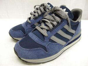 美品★adidas◎アディダス オリジナルス/ZX 500/ZX500/FW2812/スニーカー/ネイビー/グレー/22.5cm