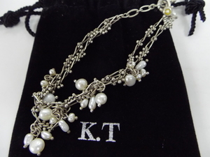 *K.T /ke- tea * silver color / pearl manner chain bracele 