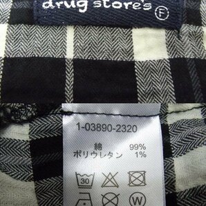 美品★drug store's◎ドラッグストアーズ/チェック柄/長袖シャツ/ブラック/黒/Fサイズの画像4